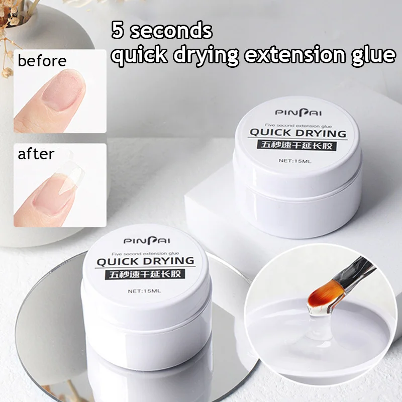 

5ML No Wipe Gel Nail Polish 5 In 1 Super Diamond Sticky Gel Glue For DIY Nail Art Jewelry Decoration Strong Adhesive Tranparent