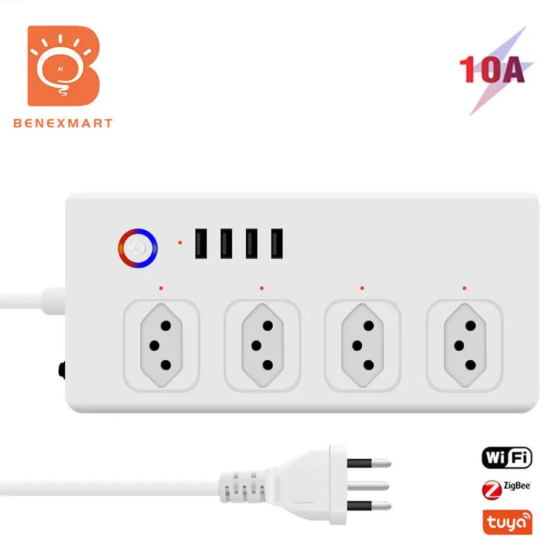 

Сетевой фильтр Tuya Zigbee с поддержкой Wi-Fi, 10 А, с 4 выключателями