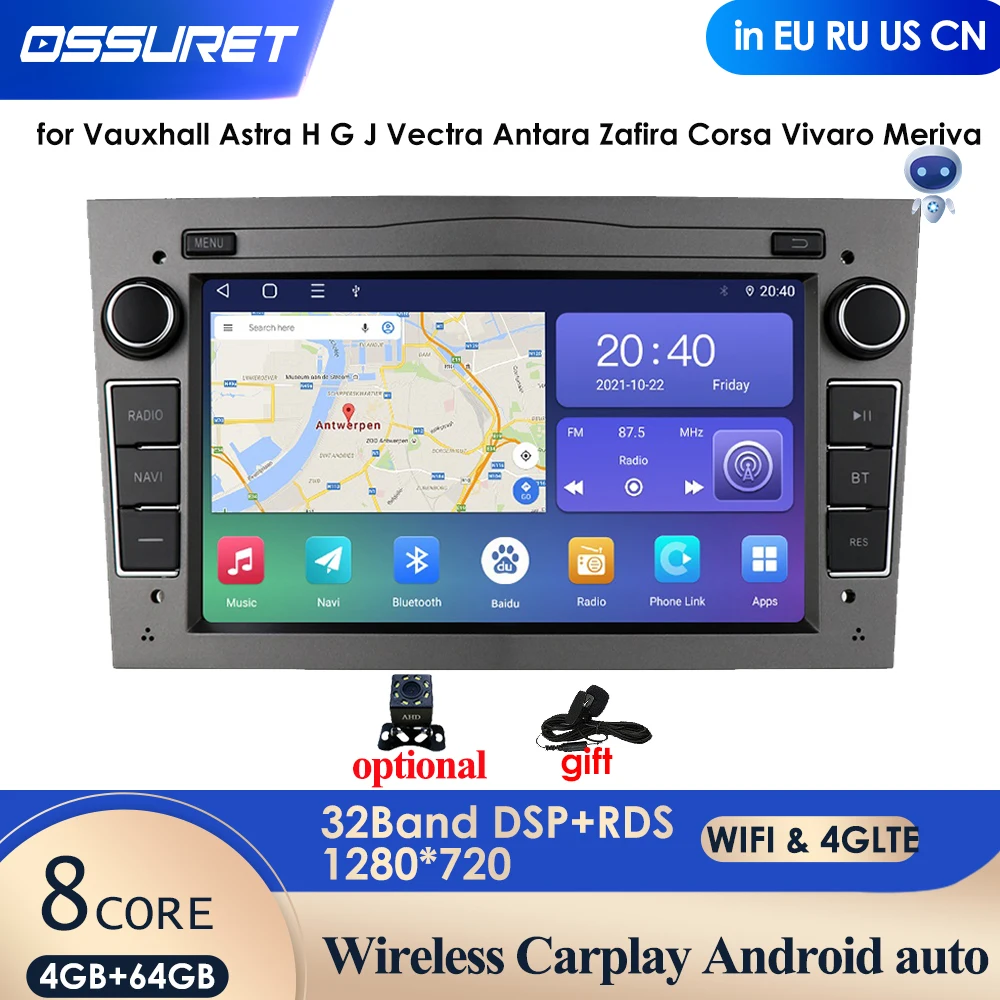 2GB+32GB Android 10 2DIN car radio GPS WiFi player for opel Vauxhall Astra H G J Vectra Antara Zafira Corsa Vivaro Meriva No DVD