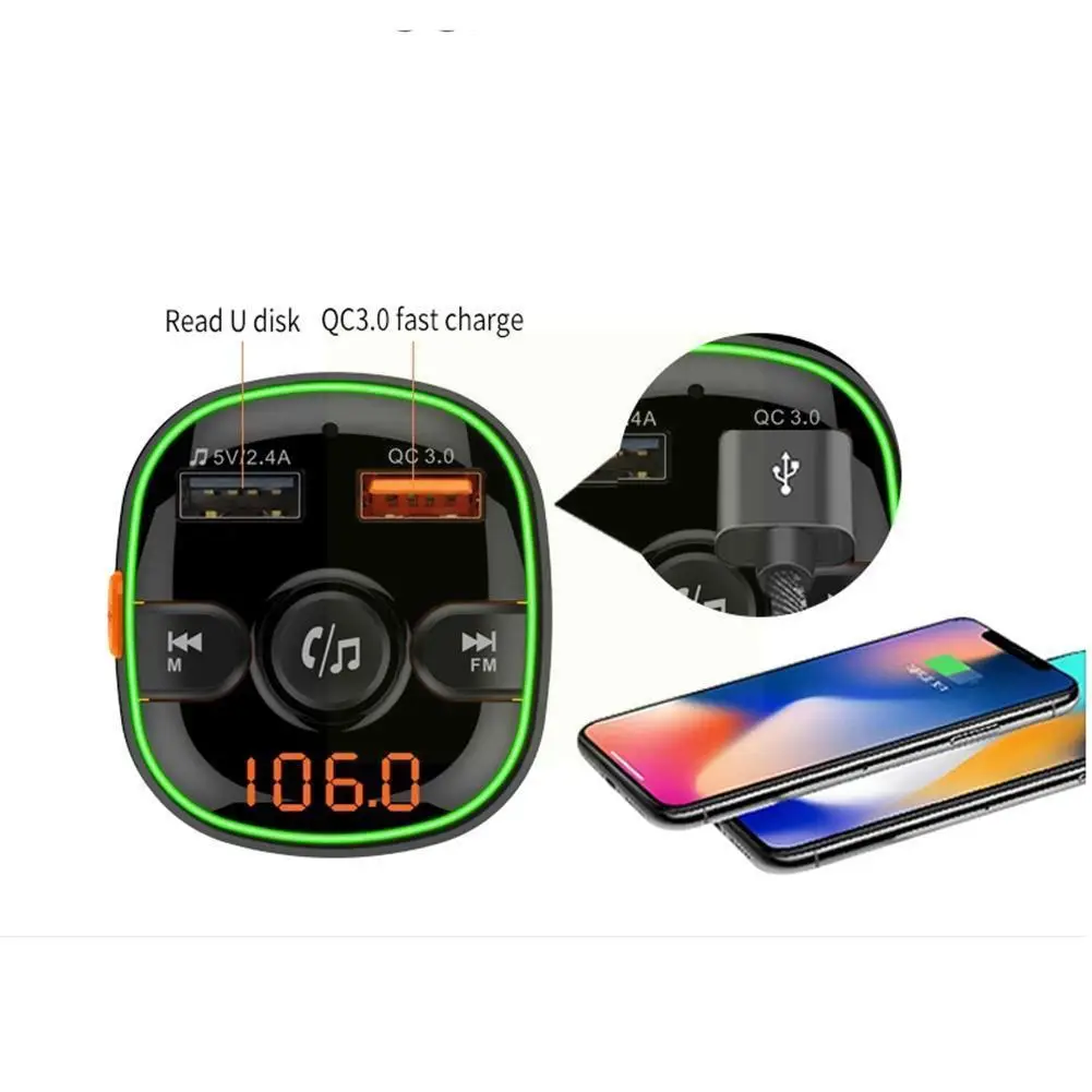 

Автомобильный FM-трансмиттер V5.0 с Bluetooth и светодиодный Ной подсветкой