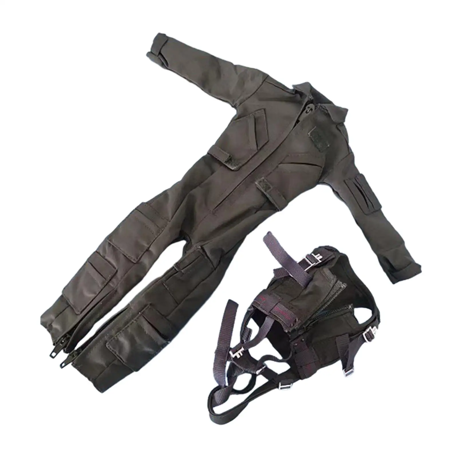 

1:6 Jumpsuit with with Jungle Chest Hanging Vest Miniature Clothing for 12 inch Male Action Figures Doll Model Dress up Accs