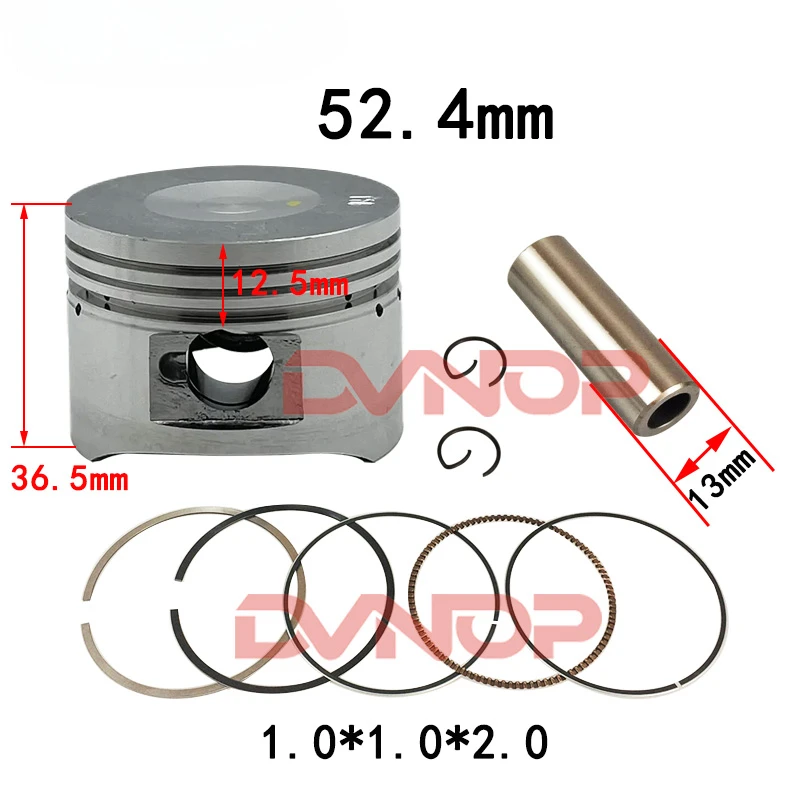 

Мотоциклетное поршневое кольцо 52,4 мм, 13 мм, комплект штифтов в сборе для 110cc ATV внедорожника и карт