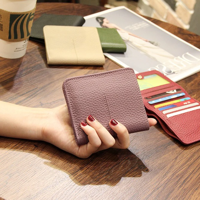 Genuine Leather Women Wallet Small Real Leather Luxury Clutch Super Slim Wallet Purse Card Holder Designer Female Coin Purse