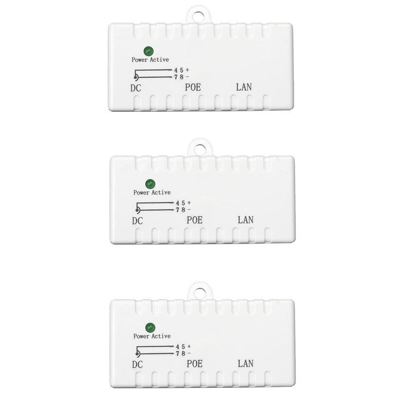 

ABGZ-3X Poe Splitter Poe Injector Rj45 Dc 5.5Mm X 2.1Mm Input Passive Poe Adapter Connector For Ip Network Camera (White)