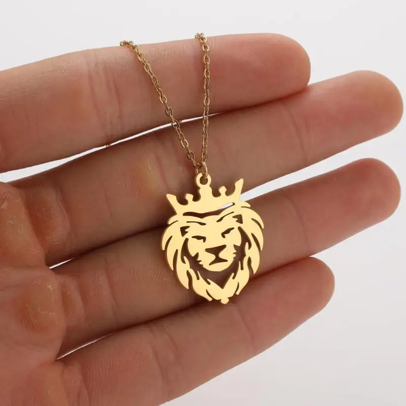 

WANGAIYAO new fashion personality crown lion pendant necklace temperament all go with autumn winter sweater chain necklace jewel