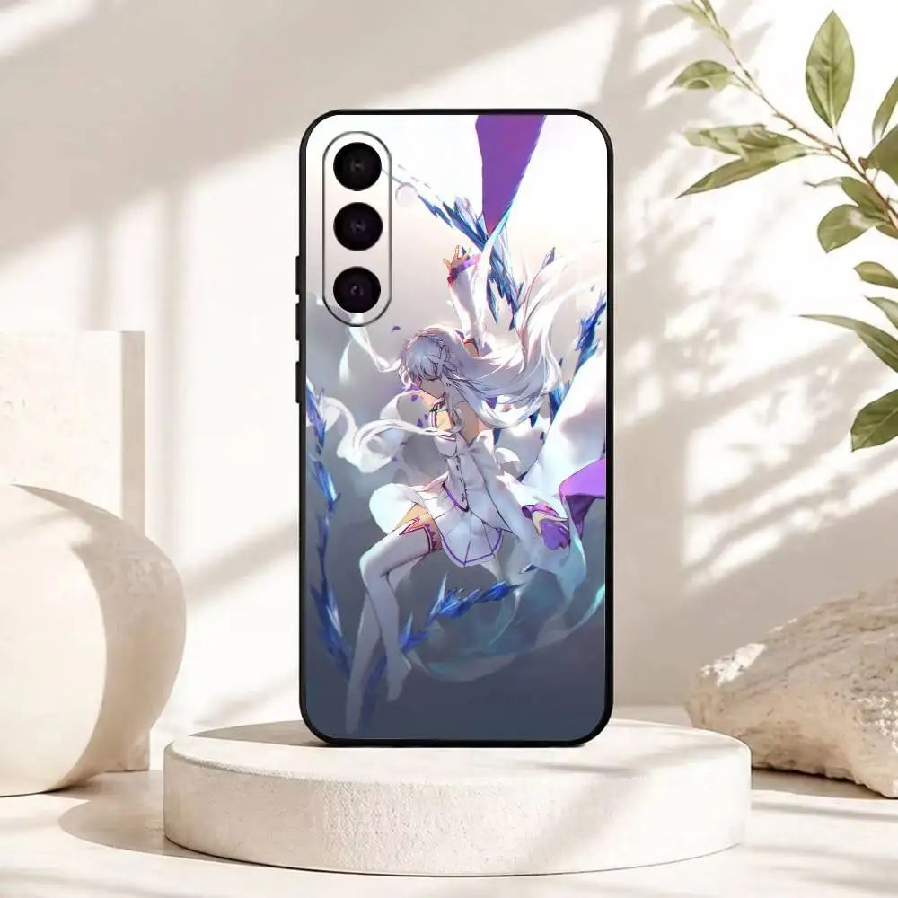 Фото Аниме R-Re Zero E-Emilia Черный Мягкий Силиконовый Чехол для Телефона Samsung A73 A72 A53 A52 A32 A31 A22 A21 A20 №5