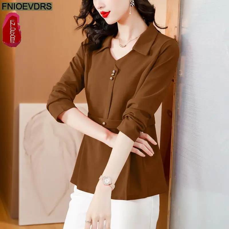 Блузка Женская Офисная с баской элегантная Базовая рубашка фиолетового и