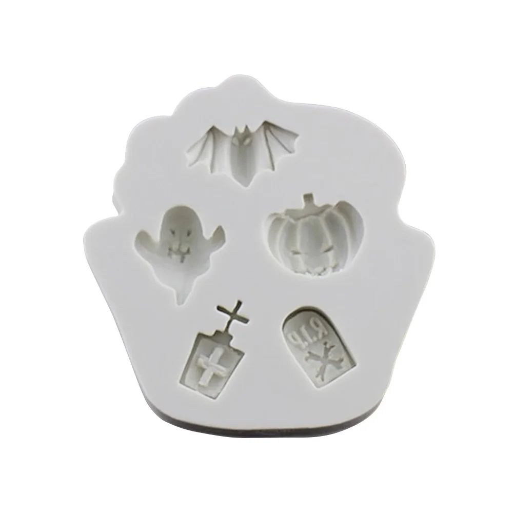 

Halloween Theme Silicone Cake Mould Chocolate Fondant Cake Decoration Baking DIY Tools (Greyish White) Mold