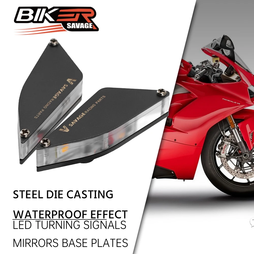 

LED Light Turn Signals For DUCATI Panigale V2 V4 S/R 2018-2022 Motorcycle Accessories Invisible Blinker Mirrors Base Plate