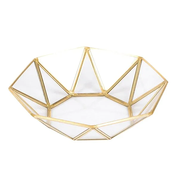 

New Nordic Retro Storage Tray Gold Rectangle Glass Makeup Organizer Tray Dessert Plate Jewelry Display Home Kitchen Decor