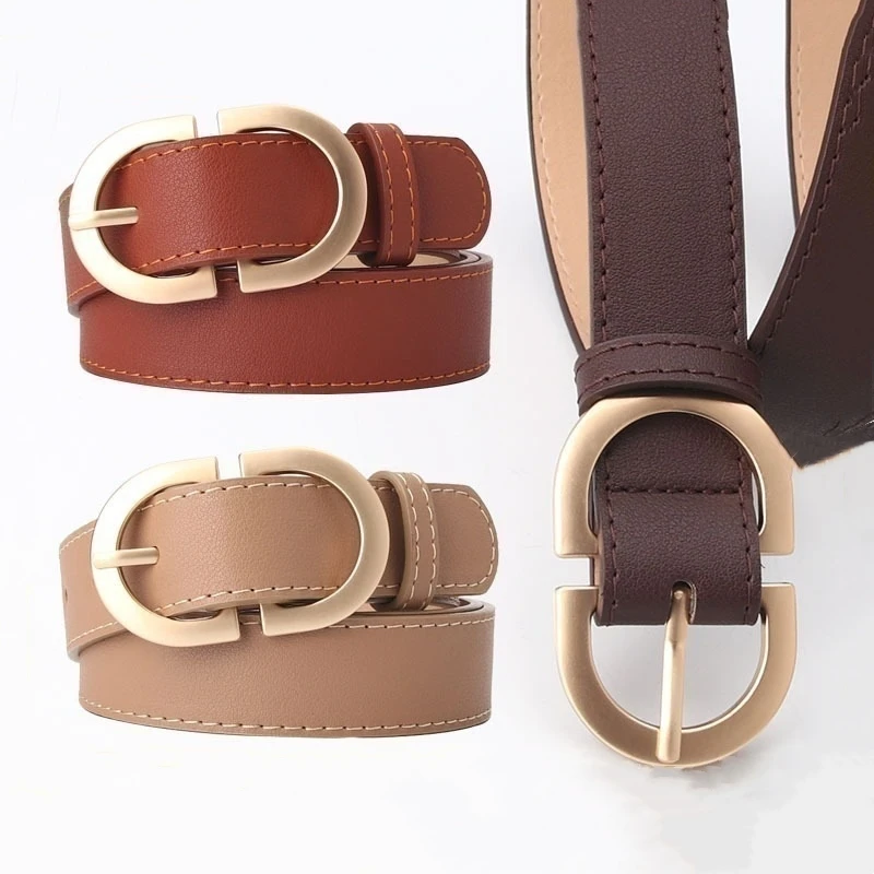 

Women's Belt Imitation Leather Minimalist Waistband Lady Simple Versatile Jeans Belts Korean Casual Metal Buckle Student Belt
