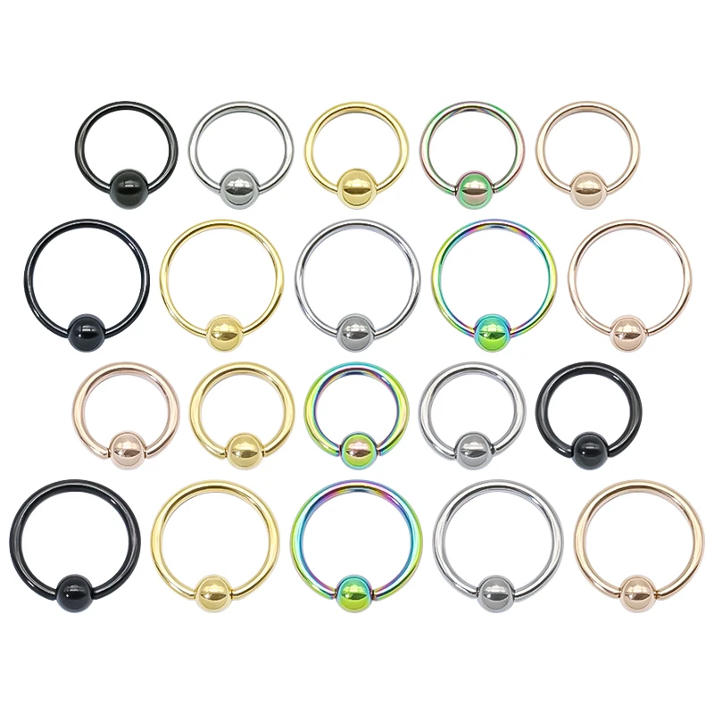 

1PC G23 Titanium Captive Bead Ring Nose Septum Hoop Earrings Ear Cartilage Tragus Helix Daith Conch Piercing Body Jewelry 18/20G