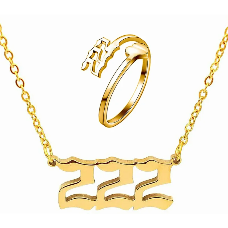 Ожерелья с цифрами позолоченные подвески 222 333 777 888 ожерелье-чокер бижутерия