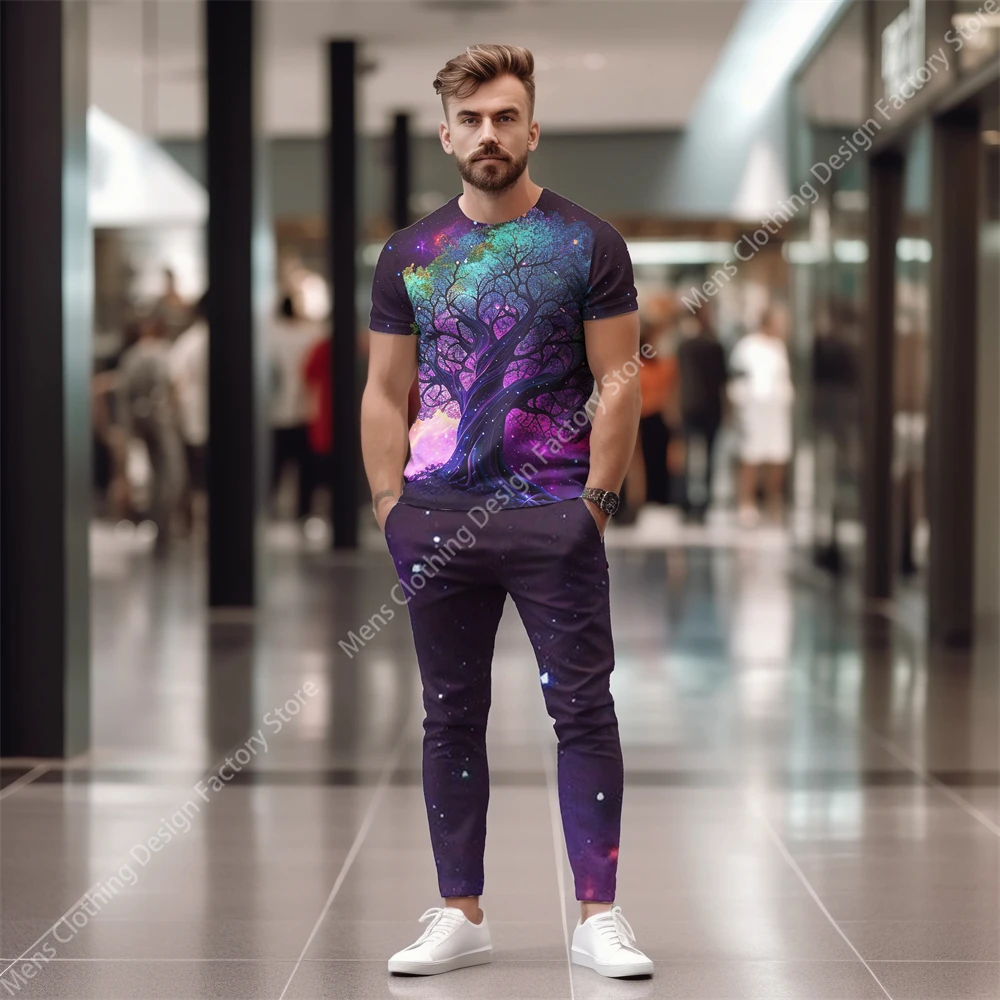 2023 New Fashion Street Tracksuit Men Short Sleeve T-Shirt+Pants Men's Sweat-Shirt Set Clothes For Men 3D Printed Men's Clothing
