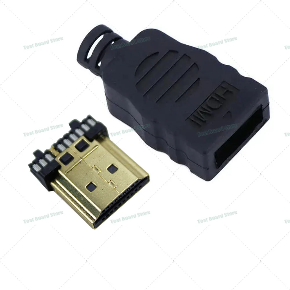 

1 комплект HDMI позолоченный паяный разъем HDMI с пластиковым корпусом, ремонтный комплект HDMI-разъема для пайки HDMI