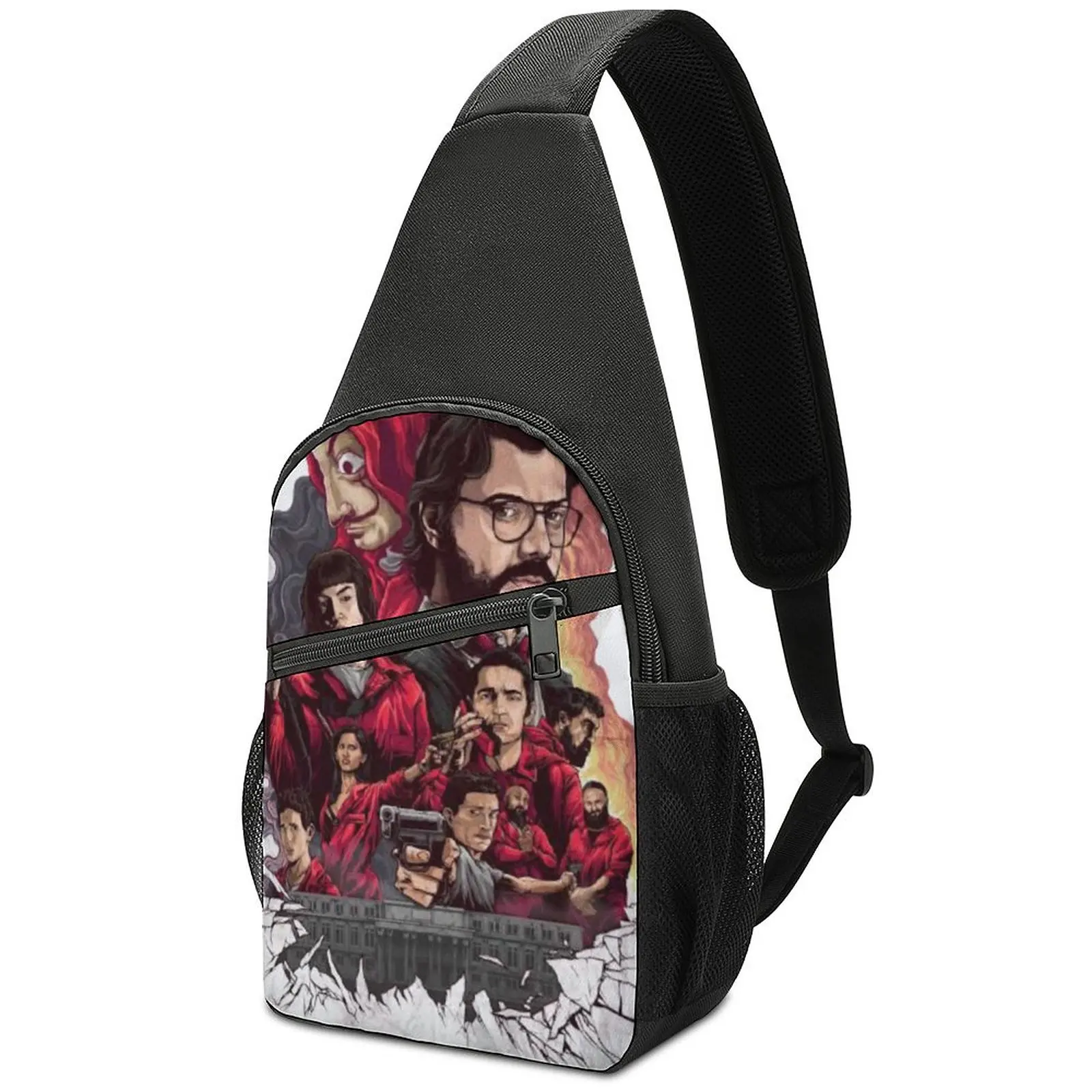 

La Casa De Papel Money Heist Shoulder Bags TV Show Modern Chest Bag Men School Travel Sling Bag Outdoor Style Design Small Bags