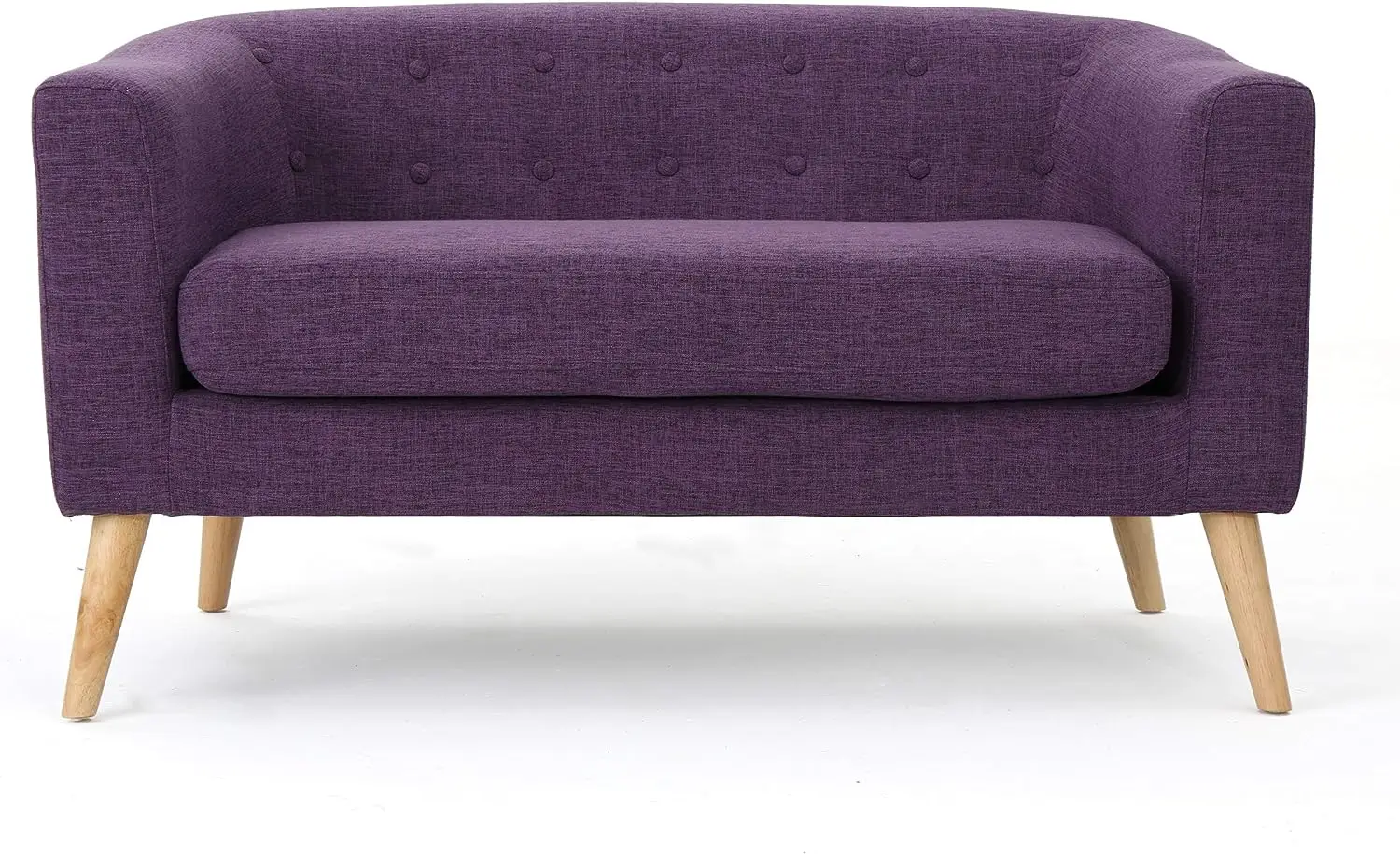 

Mid-Century Modern Loveseat, Muted Purple Fabric
