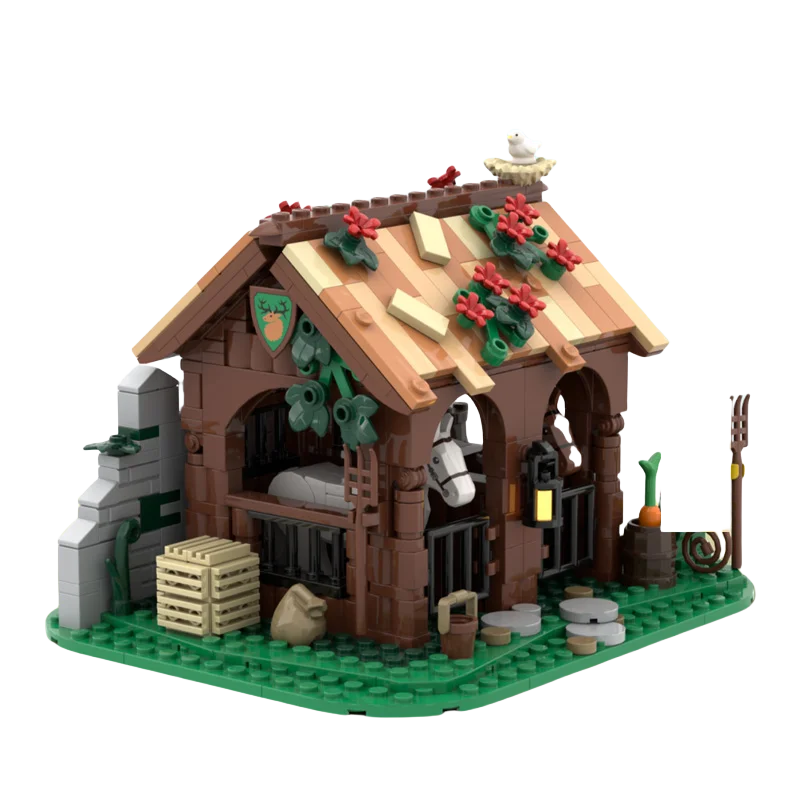 Фото Игрушка из строительных блоков MOC, устойчивая модель средневекового леса, 427 шт., креативная сборка, подарок на фестиваль игрушек №3