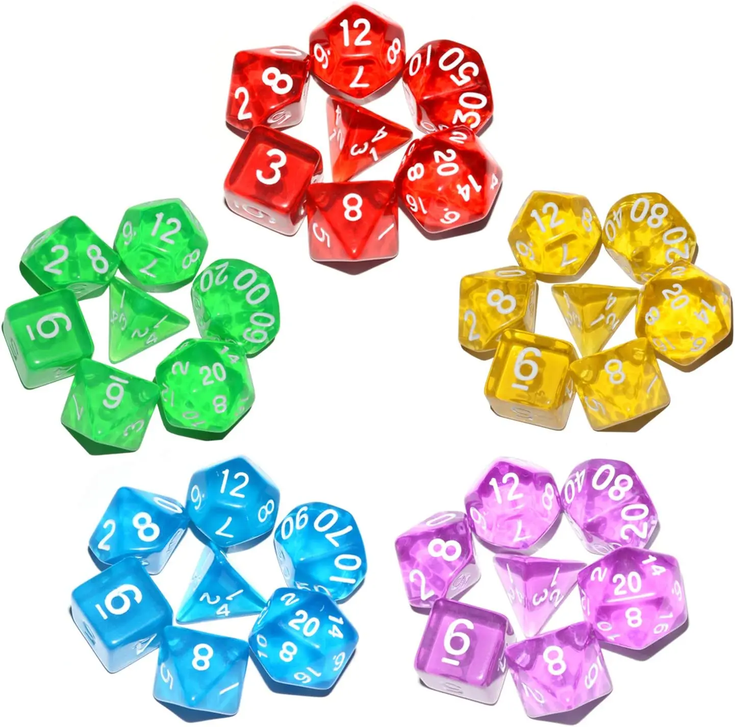 105/70/49/35/21/7Pcs DND Dice Set with Pouch Transparent Polyhedral Effect for RPG MTG Dungeons and Dragons Role Table Games - купить по