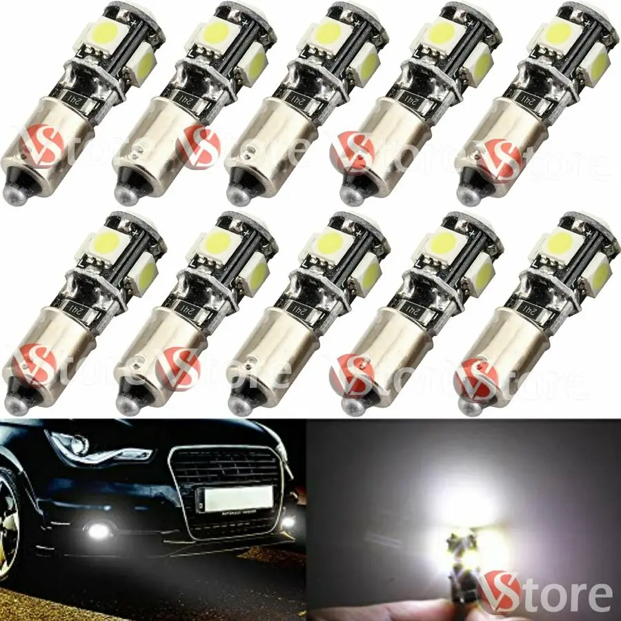 

10X Lights LED 5050 5SMD BA9S T4 W H6 White Anti Obd Code Error Canbus