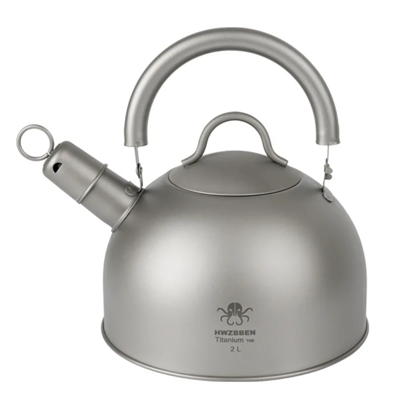 Outdoor Ultralight  Big Capacity Pot with Warning Buzzer  Titanium Kettle for Boiling Water Coffee Tea