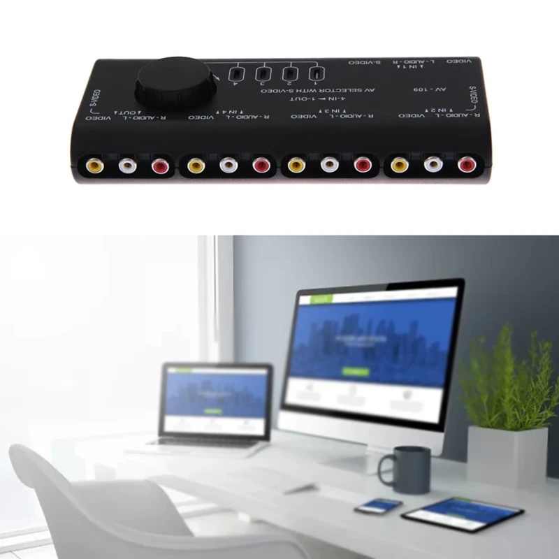 

Портативный 4-в-1 выход видео AV RCA переключатель для домашнего ТВ приставки ноутбука удобный RCA переключатель K1KF