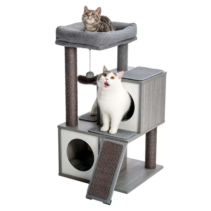 

Современная башня для кошек с изображением кошачьего дерева с покрытием из сизаля, вместительный кондо и большой окунь для мелких и средних...