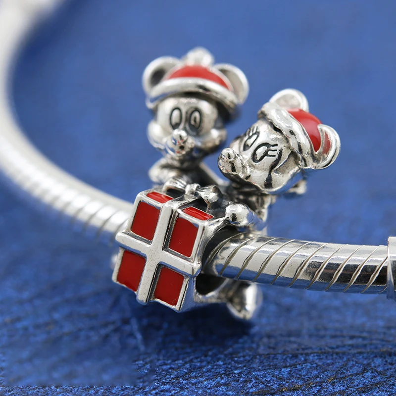 

Популярные 925 Твердые серебряные бусины, мини мышь и Подарочная коробка, Рождественские Подвески подходят для Pandora, 925 Оригинальный Женский ...