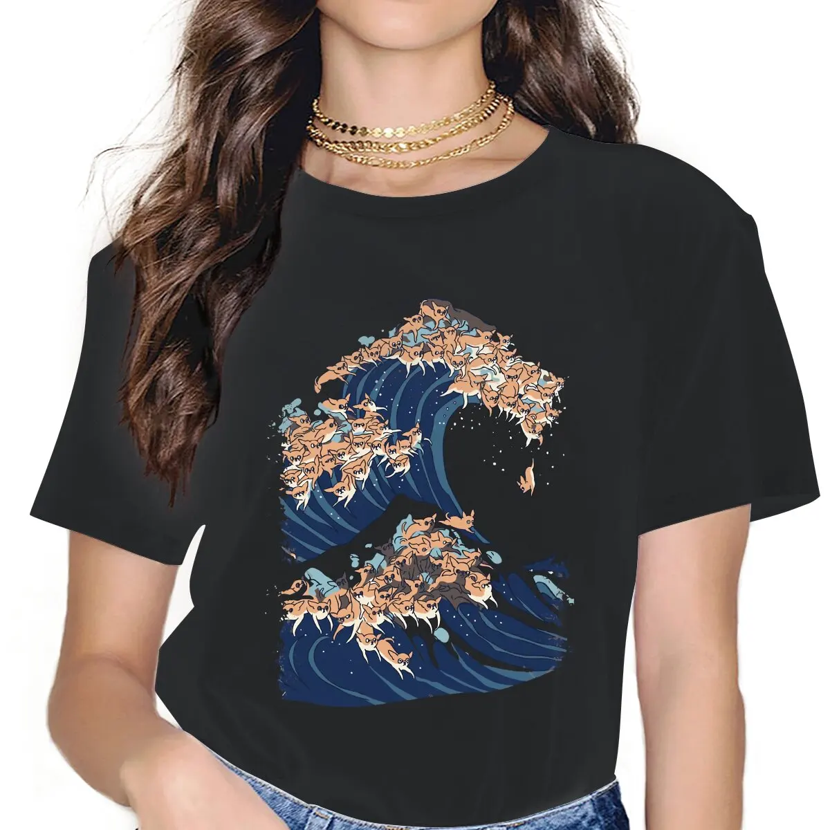 

The Great Wave Sweet Girls Women T-Shirt Chihuahua Pet Dog Lovers 5XL Blusas Harajuku Casual Short Sleeve Vintage Oversized Tops