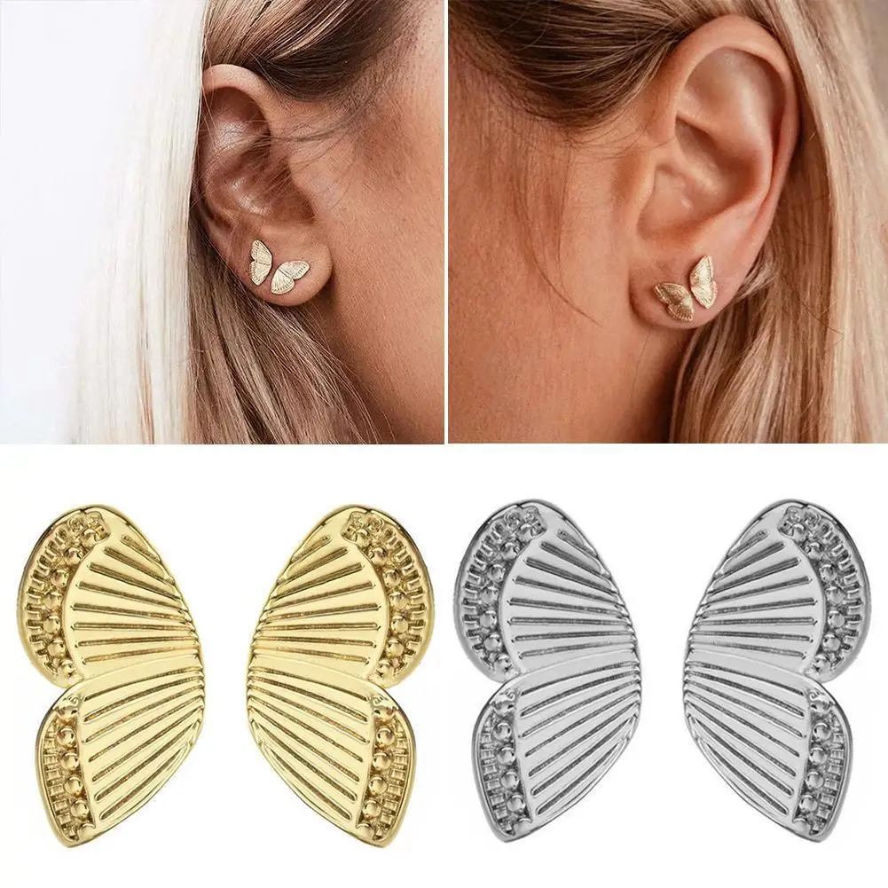 Женские маленькие серьги-гвоздики в форме бабочки, винтажные маленькие металлические серьги-гвоздики в форме бабочки с индивидуальным дизайном, ювелирные изделия