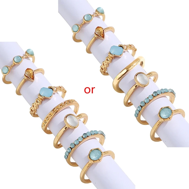 

7-8Pieces Boho Ring Set Joint Knuckle Carved Finger Rings Stylish Hand Accessories Stackable Jewelry for Women and Girls