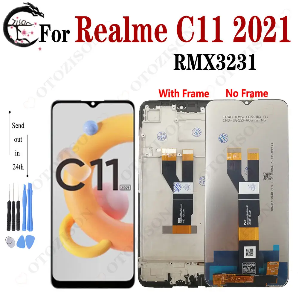 ЖК-дисплей 6,52 дюйма с рамкой для OPPO Realme C11 2021, дисплей RMX3231, ЖК-экран с сенсорным дигитайзером в сборе, запасные части для телефона