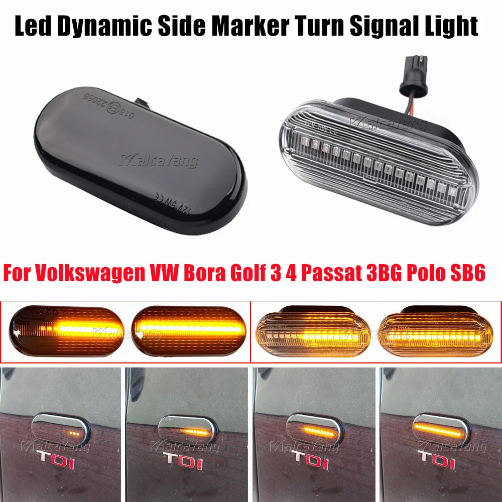 Auto Parts For VW Golf 4 3 Passat Polo Caddy Ford Fiesta Focus MK2 Skoda LED Dynamic Fender Side Marker Light Turn Signal Lamp