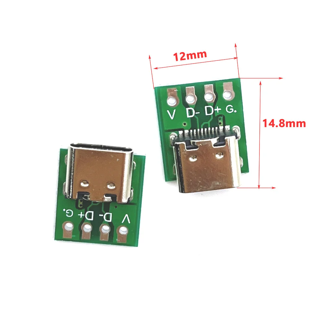 

100pcs USB 3.1 Type C Connector 16 Pin Test PCB Board Adapter Connector Socket For Data High Current Line Wire Cable Transfer