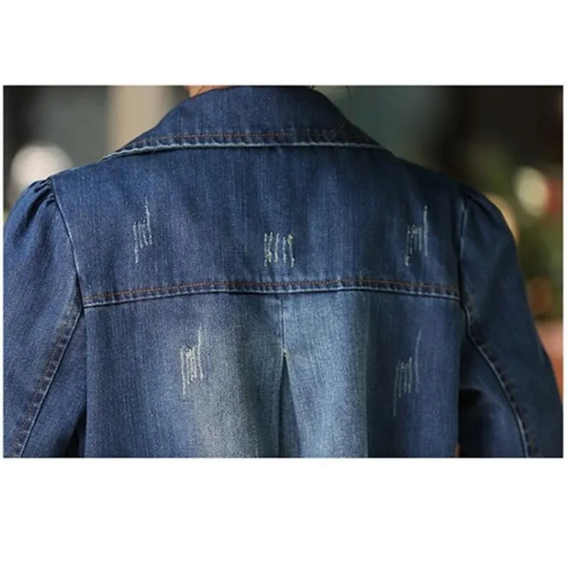 Куртка женская джинсовая средней длины модная повседневная двубортная ветровка