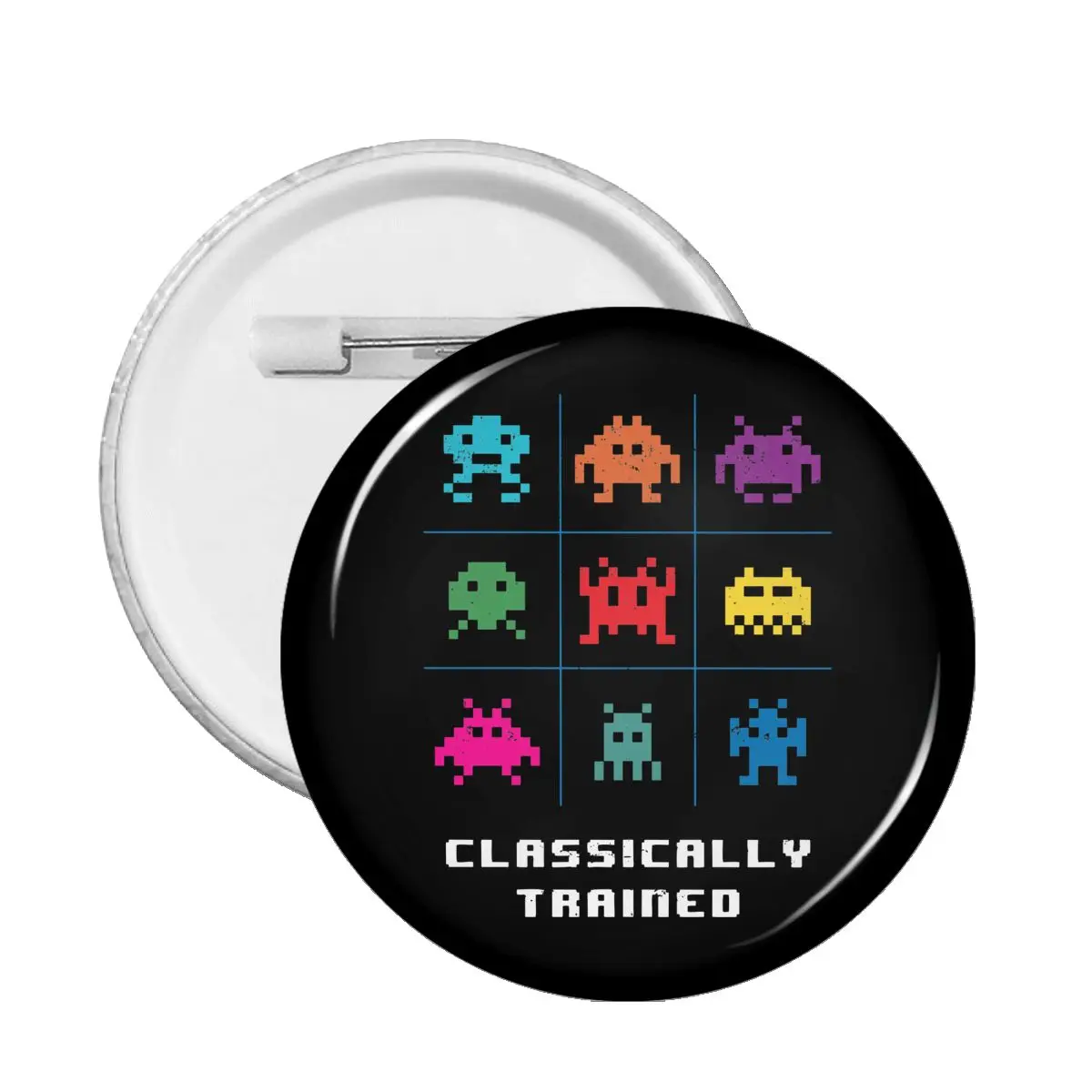

59mm Trained 80s Space Invaders Arcade Games Badges Fashion Jewelry Accessories Gift for Hat Videogames Oversized Brooches Pins