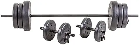 

lb Duracast Barbell Weight Set with two dumbbells and 6ft bar for home gym