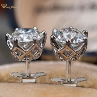 wong rain real 0 5 1 carat d color moissanite stud earrings for women top quality 925 sterling silver sparkling wedding jewelry