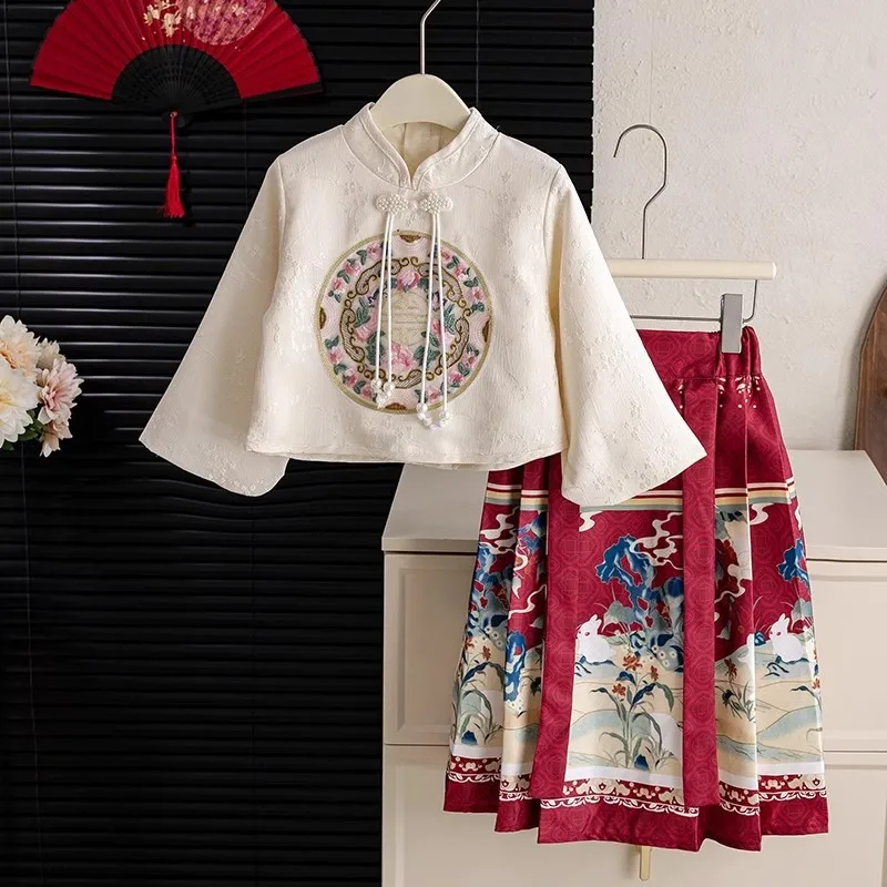 Новое поступление 2024 комплект китайского платья ханьфу для девочек традиционная