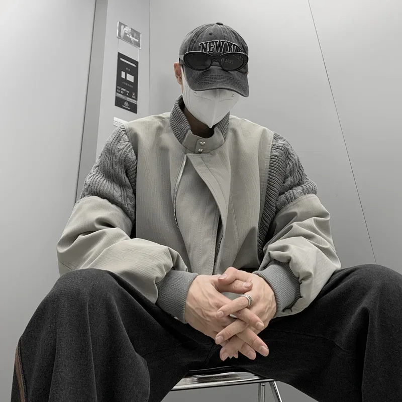 Мужская Трикотажная куртка-бомбер повседневная бейсбольная куртка свободного