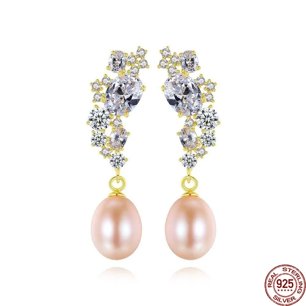 

BABIQU Authentic 925 Sterling Silver Fresh Water Pearl Long Earrings for Women Dangle Hanging Fine Earring Jewelry Gift Fe0286