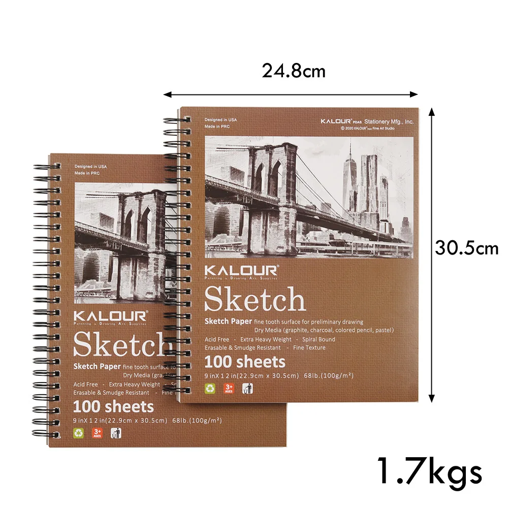 Фото Книга для рисования 9 x 12 дюймов, блокнот для рисования в верхней спиральной переплете, 1 упаковка 100 листов (68 фунтов/100 г/м2), бескислотный художественный альбом для рисования №5