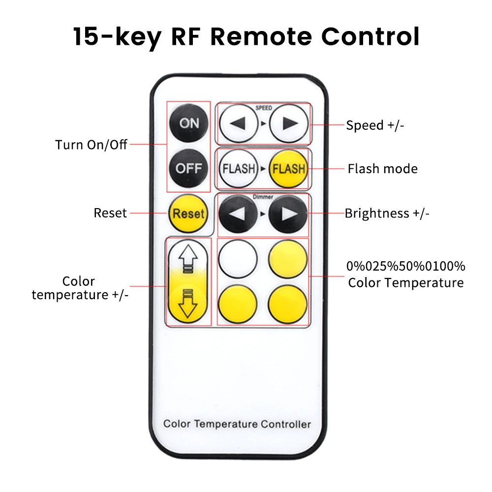Контроллер светодиодной ленты Мини-диммер RF Remote DC5-24V 15-клавишный контроллер