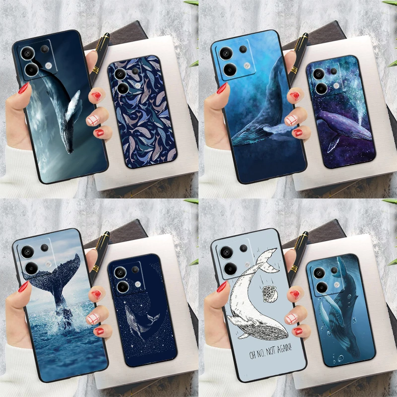 Beautiful Blue Whale Painting Case For Xiaomi Redmi Note 13 14 Pro 12 11 9 10 9S 10S 11S 12S 13C 10C 12C 14C Cover