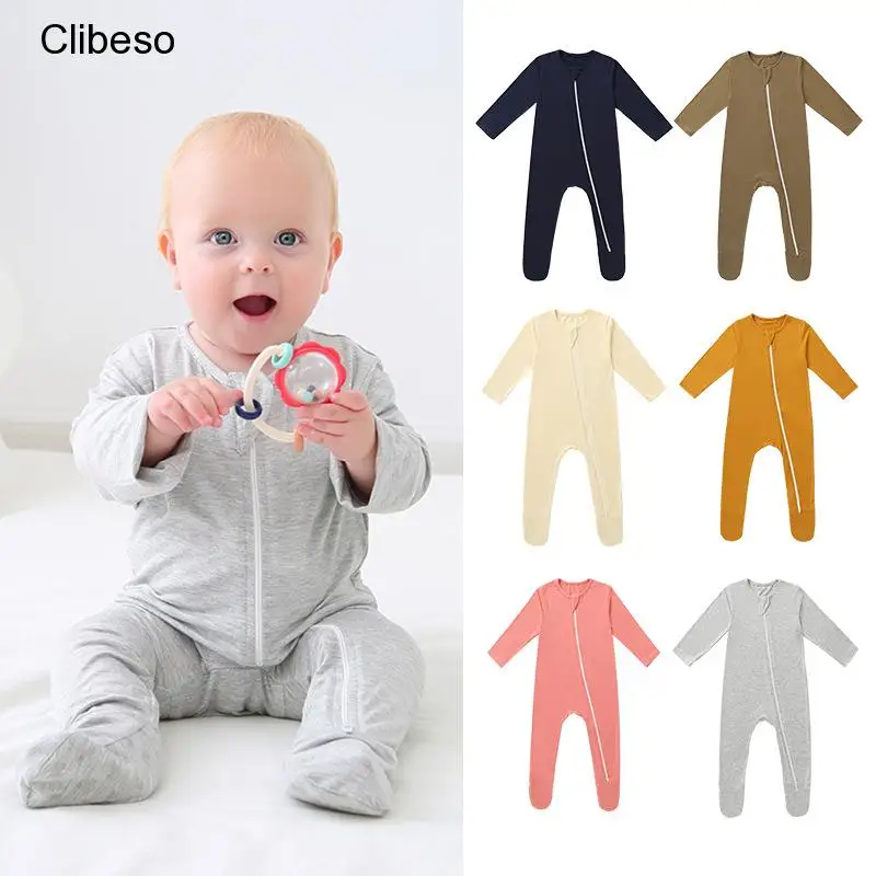 

Хлопковый комбинезон для новорожденных, с длинным рукавом, на молнии