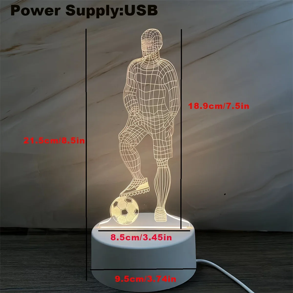 1PC Football Player Shaped Table Lamp with 3D Acrylic Board USB Interface Indoor Night Light Bedroom Bedside Decoration |