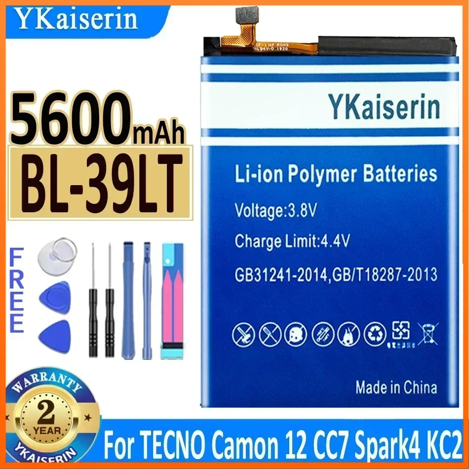 Аккумуляторная батарея ykaisсеребрин 5600 мАч для Tecno Camon 12 Camon12 CC7 Spark 4 KC2 Spark4 гарантия