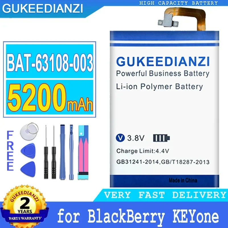 Сменный аккумулятор GUKEEDIANZI BAT-63108-003 5200 мАч для BlackBerry Keyone Alcatel DK70 DTEK70 большой