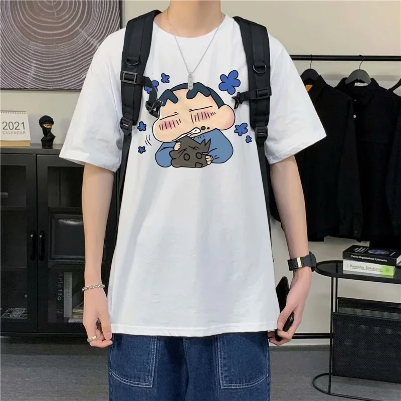 

S-8xltide Brand Japanese Cartoon Crayon Shinchan Printed Short-sleeved T-shirt Men and Women Trend Hong Kong Style Simple Loose