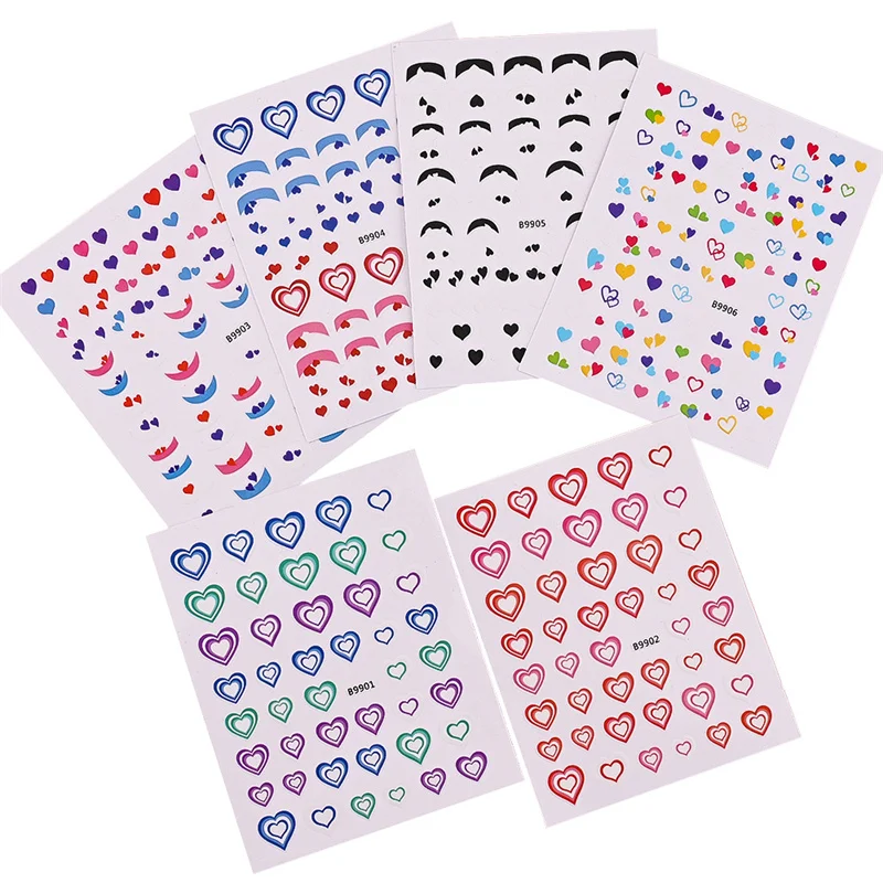 

One Pcs 3D Nail Sticker Heart Love Design Colourful Gradient Heart Pattern Trasnfer Sliders Nail Art Decoration Valentine's Day
